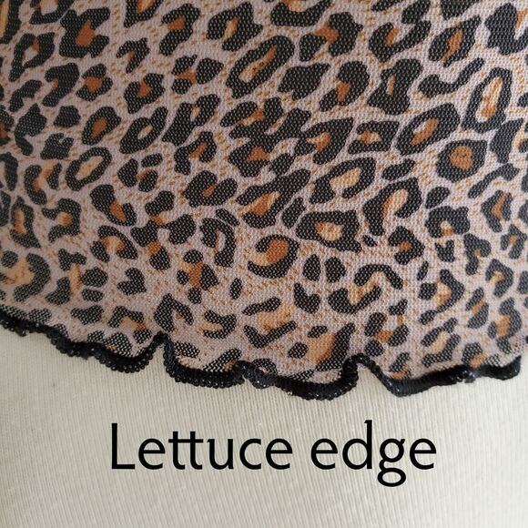Y2K Mesh Top Cheetah Leopard Long Sleeve Lettuce Hem Whimsigoth S - Picture 6 of 13